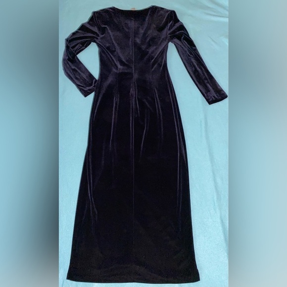 CONNECTED velvet vintage long sleeve faux wrap rutched midnight blue NEW size 8 - Picture 2 of 11